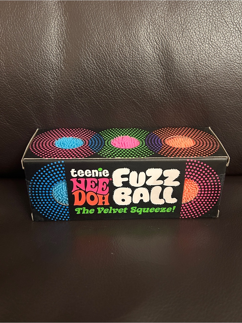 Nee Doh Teenie Fuzzball Velvet Squeeze Squishy 3PK - Blue Pink Orange NEW IN BOX